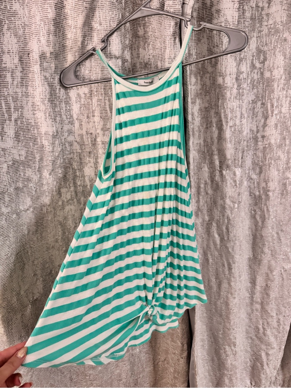 Striped Tank Top - Green & White Sleeveless Women’s Top